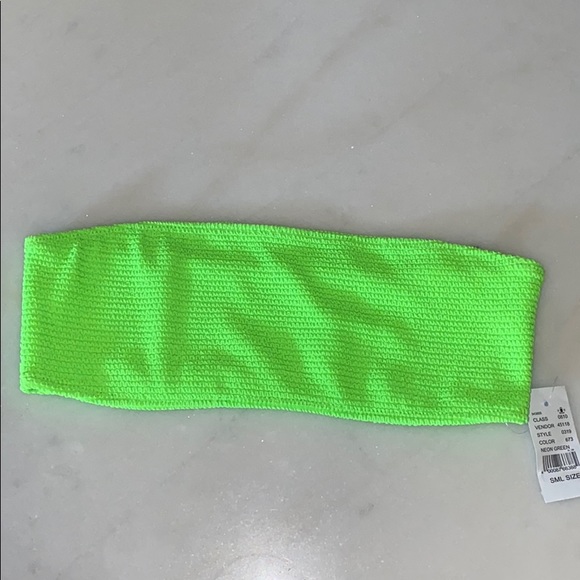🔥 LA Hearts Neon Green Scrunch Bandeau Bikini Top - Picture 2 of 10